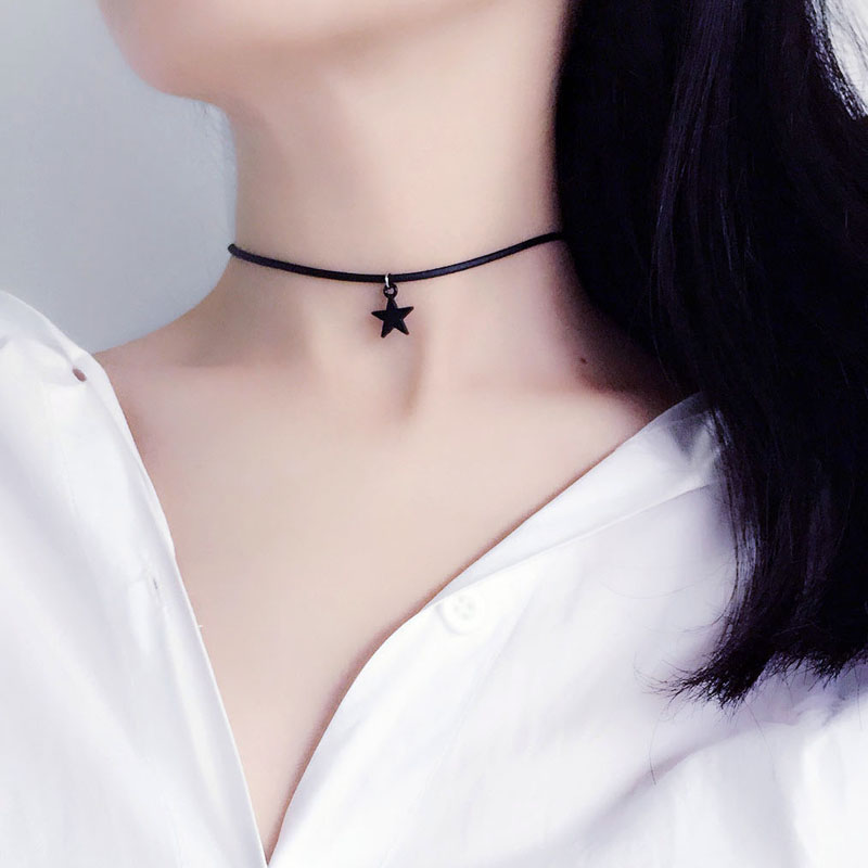 pu皮项链五角星女皮绳