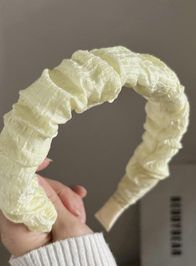 显白黄色高颅顶褶皱发箍女款2025新款发卡显脸小头箍2025新款头饰
