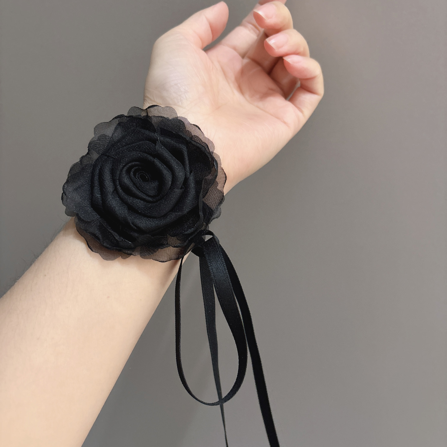 2025新款灼热烤边玫瑰颈花choker复古vintage系带花朵项链手腕花