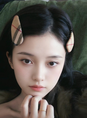 经典格纹bb夹高级感老钱风百搭时髦简约发饰女孩侧边碎发刘海夹