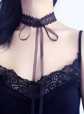 黑色暗黑系仙气超仙萝莉颈带项链