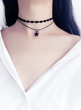 项链女潮choker锁骨链ins酷网红暗黑绳复古项圈少女颈带脖颈链仙