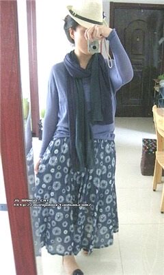 森女系纯棉双色拼色长围巾