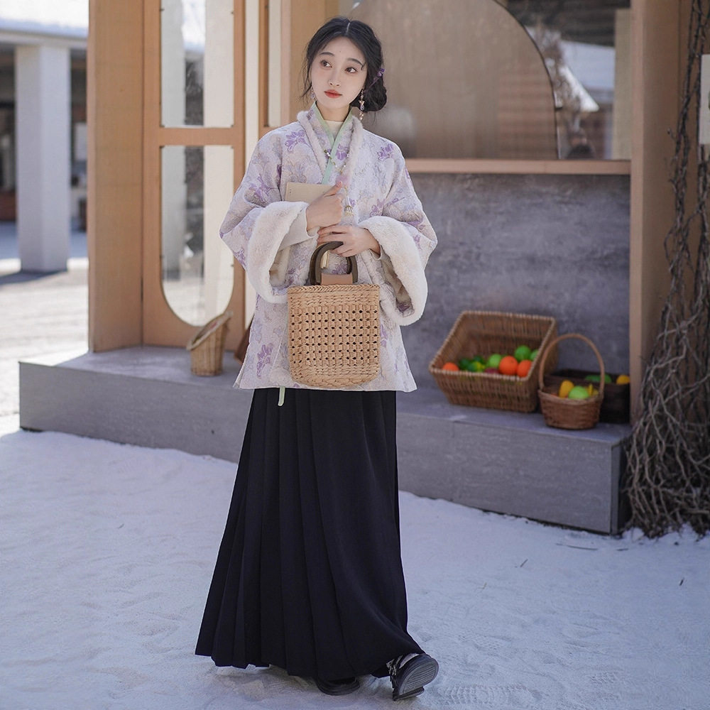 洛竹对穿交短袄松紧腰马面裙新中式国风明制汉服套装女秋冬日常,女装/女士精品,汉服套装,淘宝优惠券,粉丝福利购,淘宝优惠卷