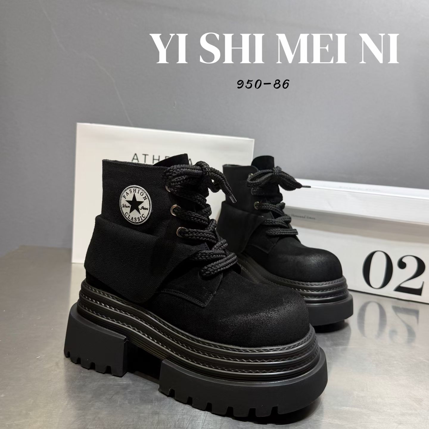 复古磨砂真皮松糕厚底马丁靴女2026新款工装短靴增高短靴骑士靴子