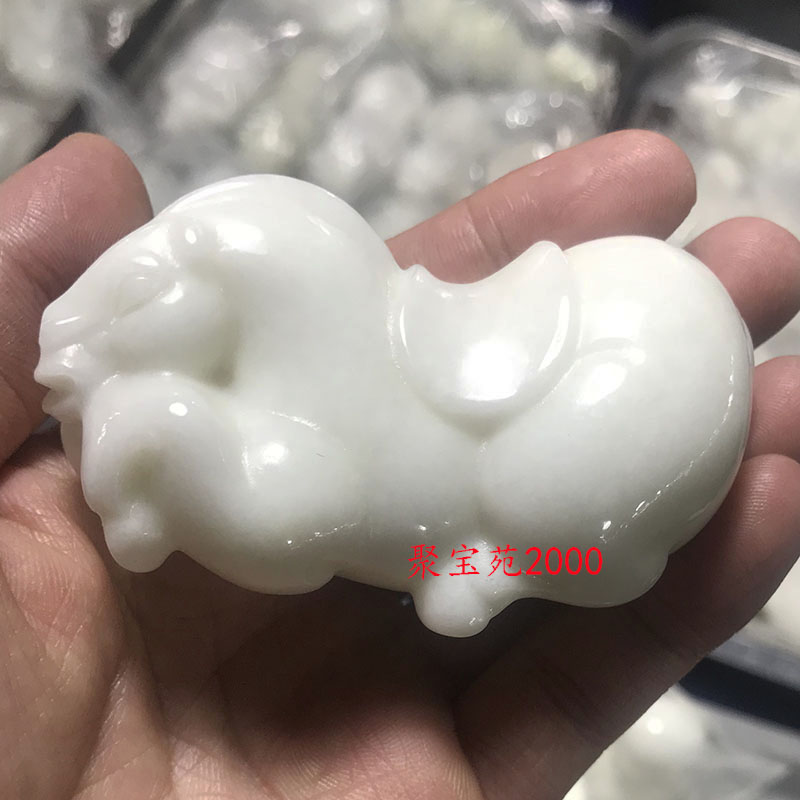 西安蓝田玉生肖马摆件把玩件原产地保真天然玉石精雕唐马把件礼品