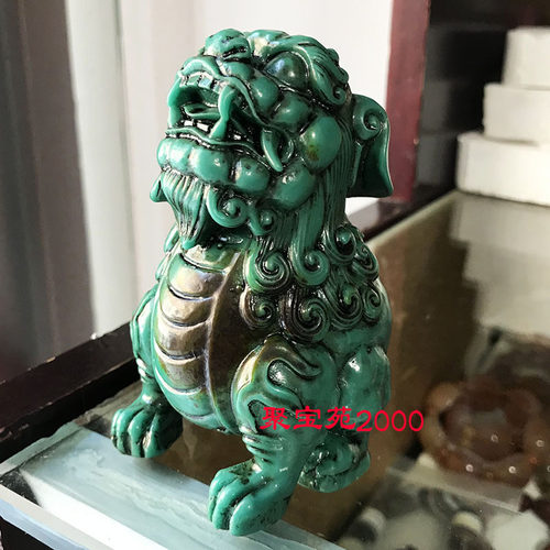 湖北绿松石精雕镇宅貔貅小摆件招财皮丘仿古做旧玉石神兽文玩摆饰