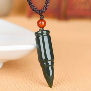 天然和田玉子弹头吊坠玉石男女个性挂坠百发百中青玉子弹头挂件坠