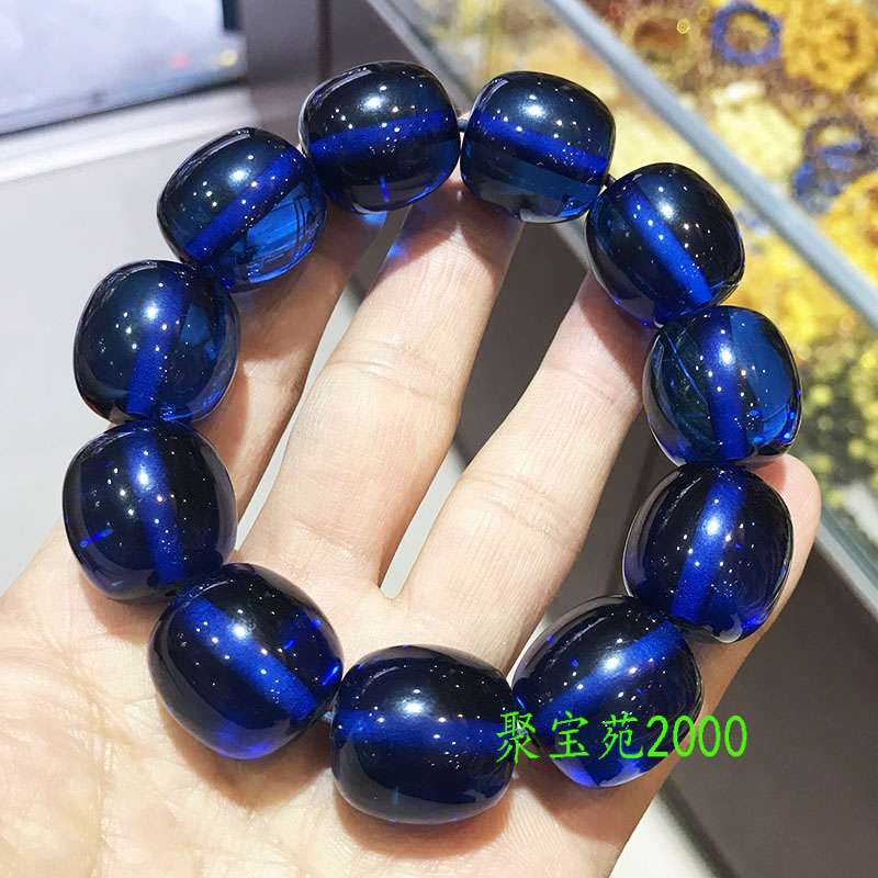 天然净水蓝珀蜜蜡手串琥珀佛珠桶珠单圈手链蜜蜡手链男女款佛珠文