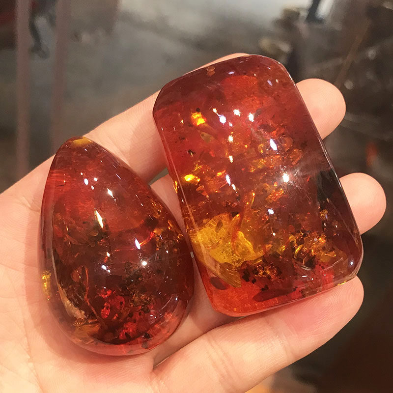 仿老蜜蜡吊坠琥珀原石血珀水滴吊坠方无事牌男女血珀虫草毛衣链