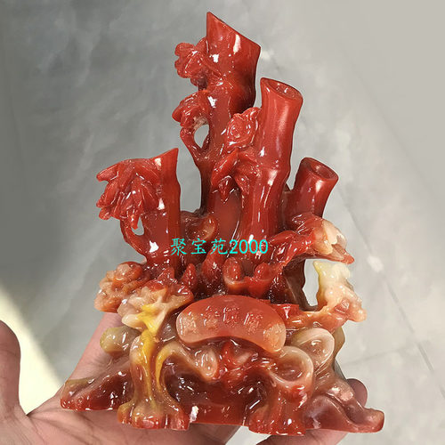 寿山石竹报平安摆件仿玉石精雕步步高升桌面摆设玄关书房竹子乔迁