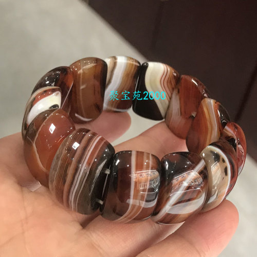 天然缠丝玛瑙手链梦幻玉髓手串男女半圆玉石水晶手牌霸气文玩手排