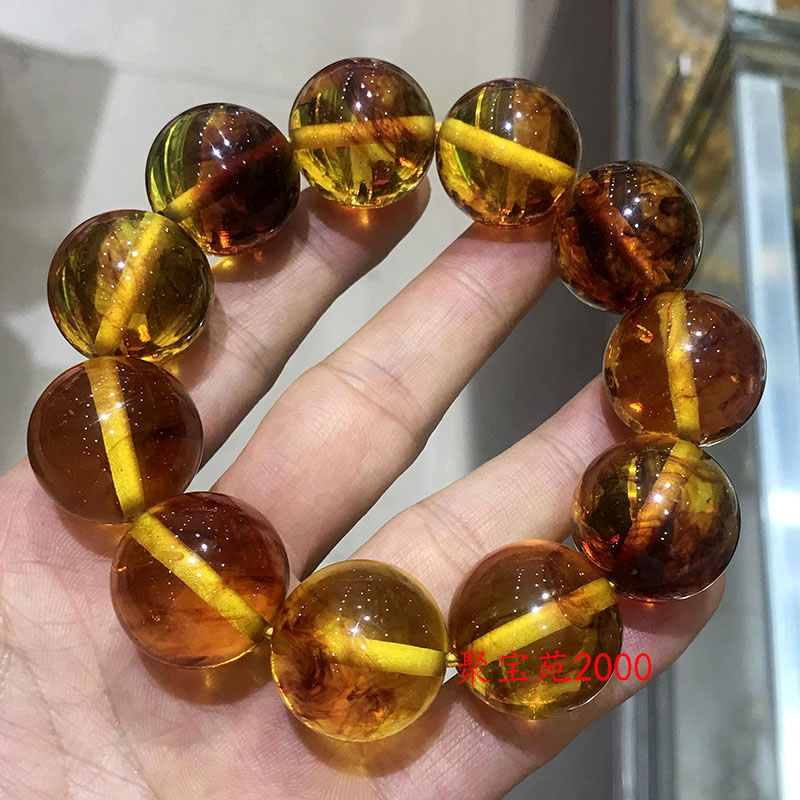 天然波罗的海琥珀蜜蜡烟丝手链金珀手串茶丝珀盘玩念珠首饰品文玩