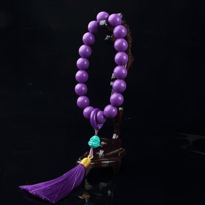 紫云母珍珠编织流苏手持