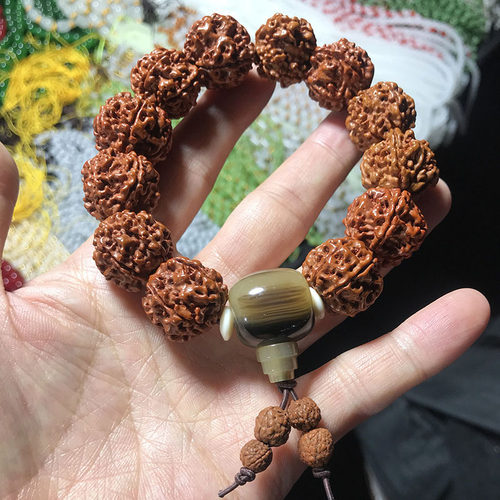 天然木质大金刚菩提手串文玩核桃佛珠原籽盘玩菩提子手链串珠男女