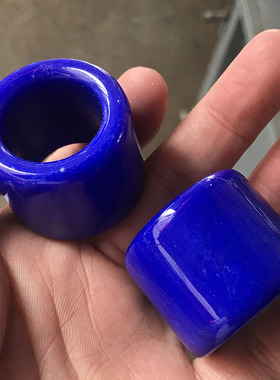 收藏级蓝色玉石扳指指环青金石戒指男女款蓝玛瑙戒手球玉髓健身球