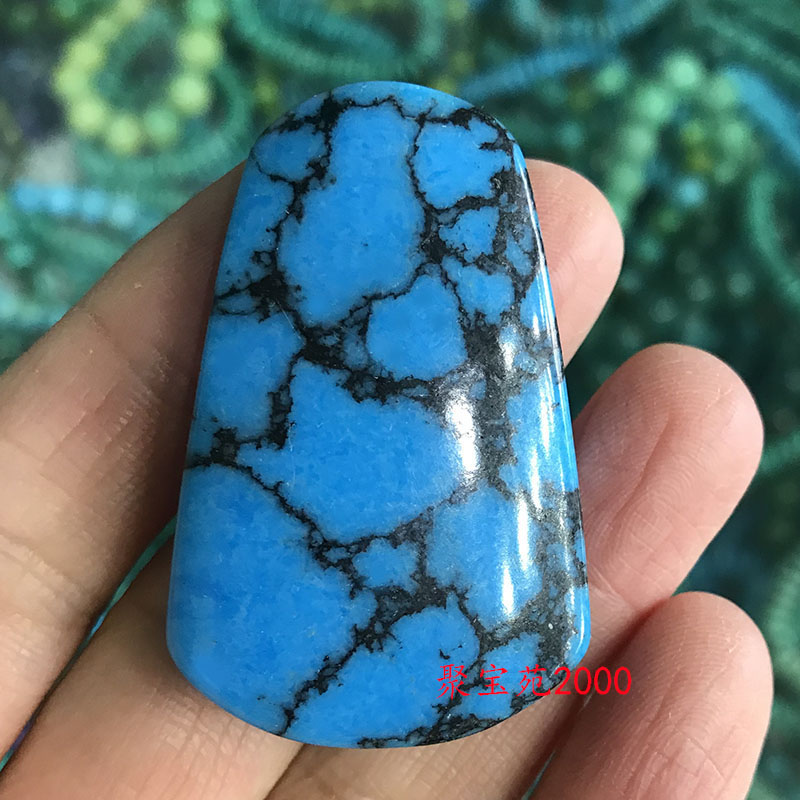 湖北绿松石平安无事牌吊坠方牌项坠网花水草纹松石牌子挂坠毛衣链