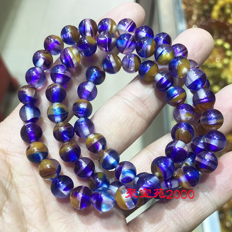 缅甸蓝珀手链圆珠手链