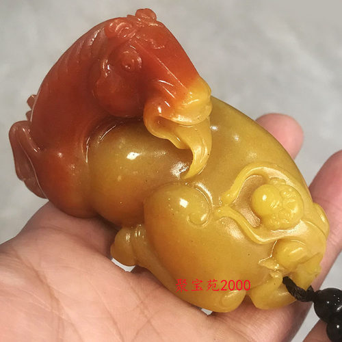 黄龙玉马上封侯把件玉石生肖马猴文玩茶宠招财助运摆件马猴把玩件