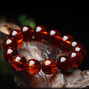 正品天然琥珀手串男女缅甸血丝珀血珀手链单圈带纹路时尚招财饰品