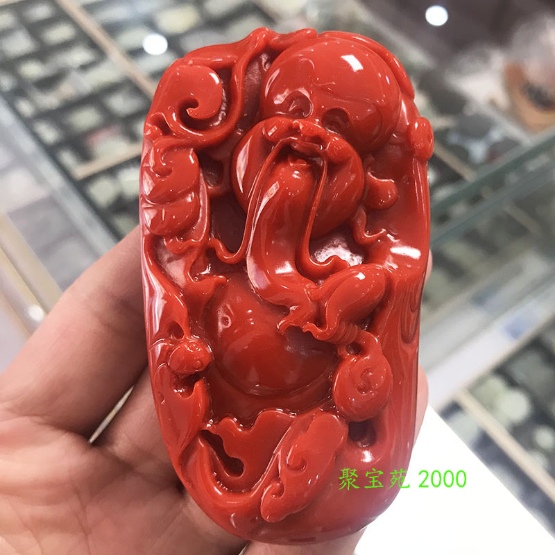 天然原石南红玛瑙寿星手把件男女随身玉石物件红玉髓寿星佬把玩件