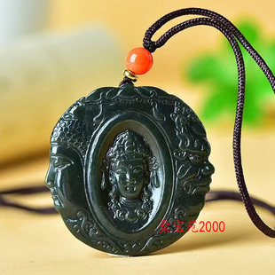 新疆和田玉一念之间玉坠青玉佛魔玉吊坠男士女士玉石双面佛玉挂件
