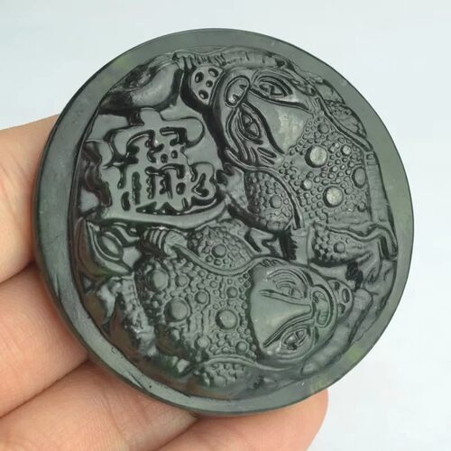 天然药王石金蟾皮带扣墨绿玉关公腰带扣带磁玉石马鹰狼头腰扣挂件