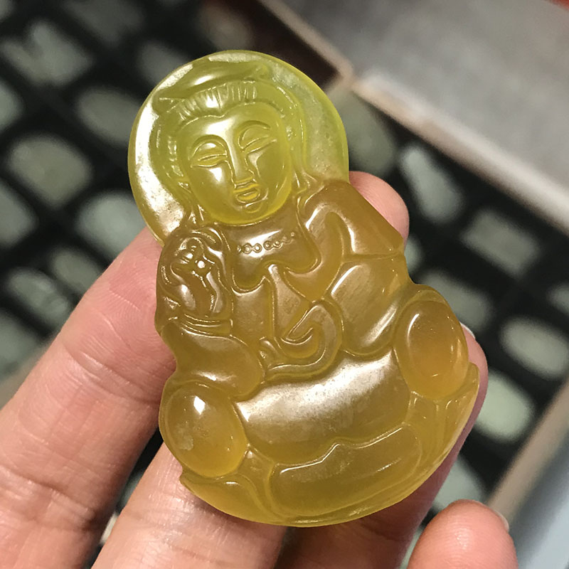 黄龙玉观音玉坠真品岫玉男普渡观音菩萨项链玉石佛牌挂件平安玉佩