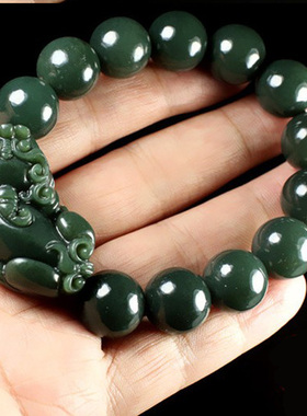 天然和田玉貔貅手链佛珠皮丘手串