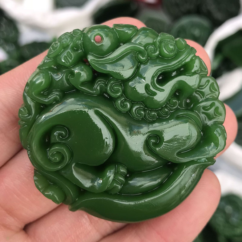 新疆皮丘玉佩招财貔貅项链吊坠