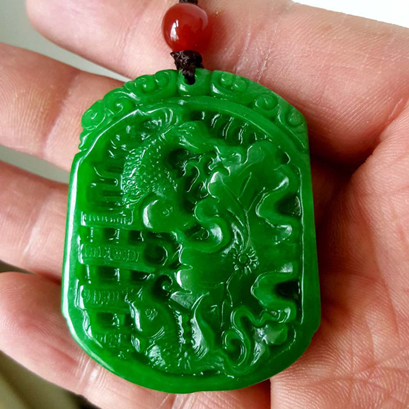 处理翡翠年年有余挂件干青铁龙生祖母绿连年有余吊坠满绿鱼吊坠