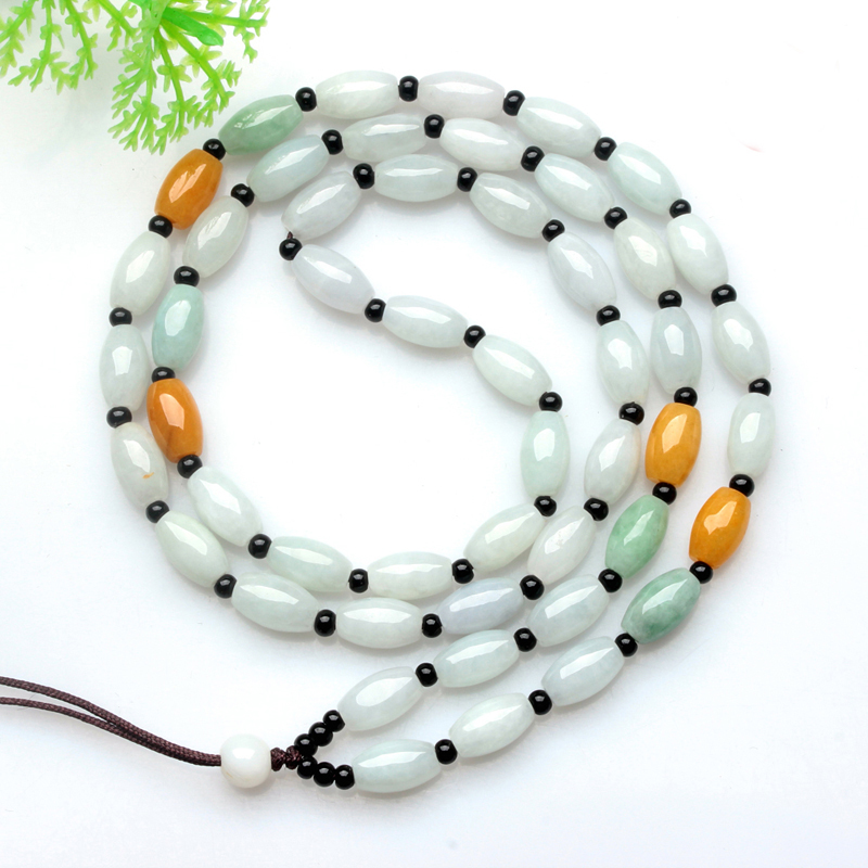 缅甸天然翡翠玉珠项链绳吊坠挂绳