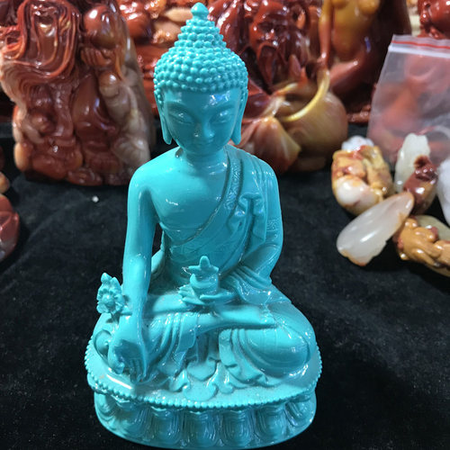 天然绿松石精雕佛祖大日如来摆件