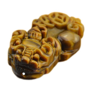 天然虎眼石吊坠正品男女款虎睛石貔貅挂件玉坠男士木变石项链