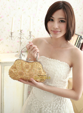 旗袍手包复古串珠包红色新娘钉珠手工包女包晚宴包手拿包珠绣包