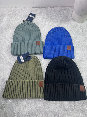 美国单全棉做旧水洗针织帽大头围皮标毛线帽子罗纹包头冷帽男女