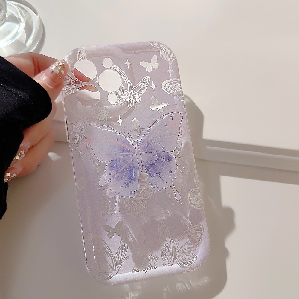 水彩蝴蝶适用苹果14气囊支架手机壳water butterfly phonecase for iphone 14 pro max 13 12 11透明手机壳12