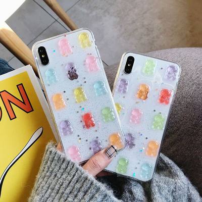 cute Candy bear case适用于iphone11pro XR XSMAX78PLUS clear壳電話殼