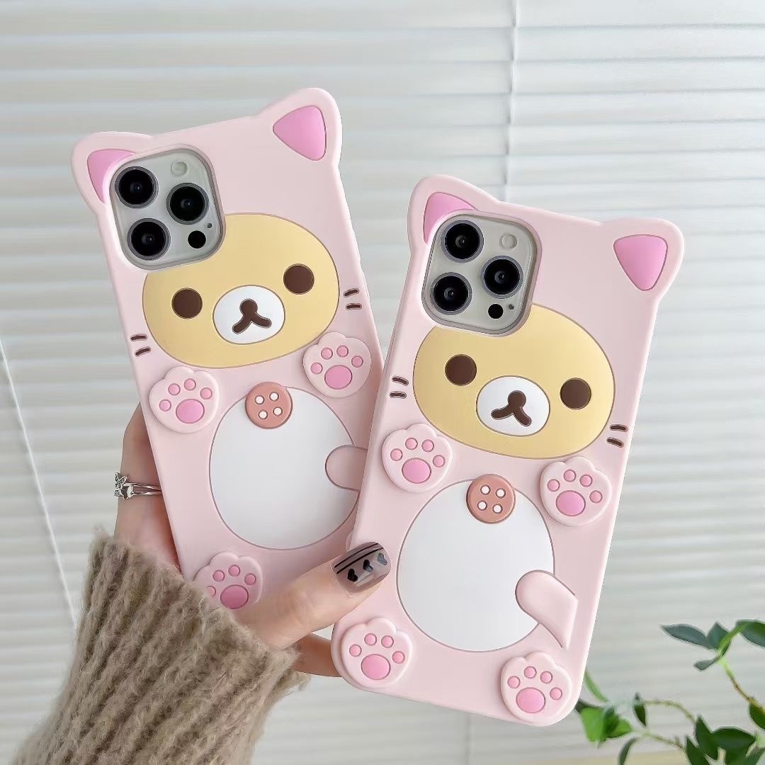 Cute Plum Blossom Footprint Bear Silicone Case for iPhone 14promax 12 13pro case适用苹果11手机保护壳