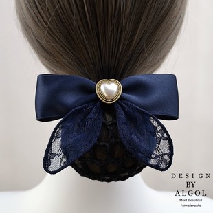 头花发网女2022年新款护士职业盘发柜员空姐银行网兜服务员蝴蝶结