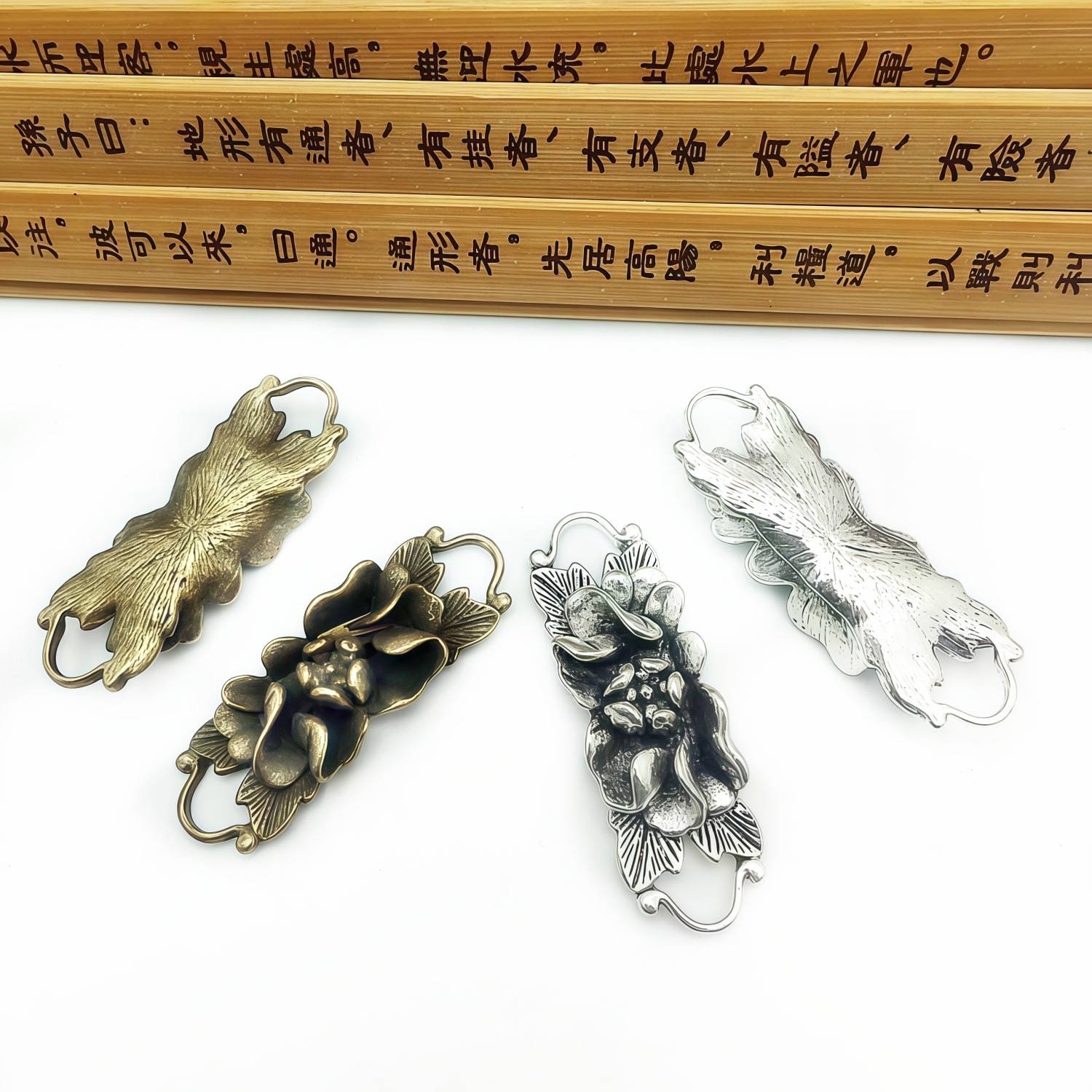 藏银复古双耳莲花莲蓬花苞 diy饰品配件挂件手工项链手链材料