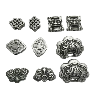 藏银合金天铁强保色背云隔珠平安锁祥云 DIY手串文玩饰品配件