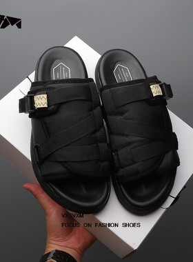 潮牌莆田CHRISTO  VISVIM拖鞋情侣潮拖男休闲一字拖情侣沙滩拖鞋