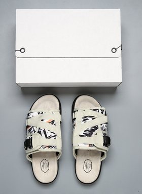 白拼图贾基椰子拖鞋男潮牌CHRISTO  VISVIM凉拖鞋子休闲沙滩凉拖