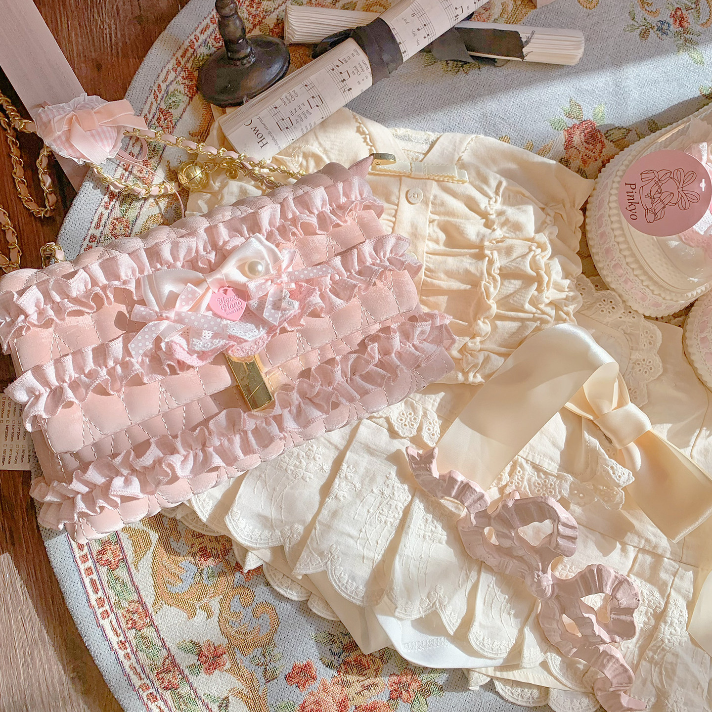 樱花树下的告白SwtCor甜核原创甜美粉色手提单肩斜挎包蕾丝爱心包