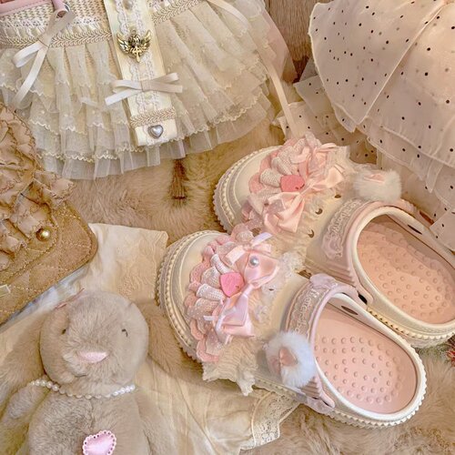 SwtCor甜核原创软萌可爱蝴蝶结洞洞鞋女夏季新款甜美厚底外穿拖鞋