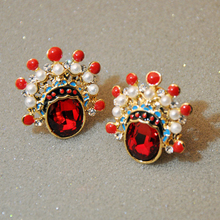 京剧脸谱耳环刀马旦耳钉中国风个性百搭花旦小生耳扣耳饰品