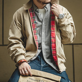 马登工装 机车拉链潮流百搭外套 G9短款 美式 复古立领哈灵顿夹克男装