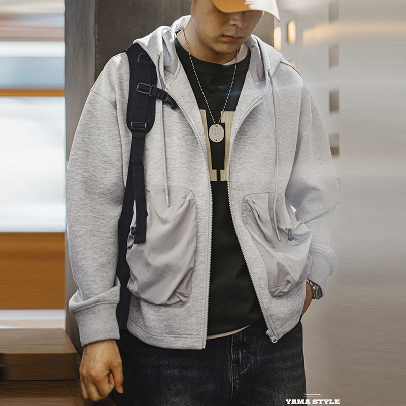 马登工装美式休闲空气层开衫卫衣拼接口袋运动拉链连帽衫外套男秋,男装,卫衣,淘宝优惠券,粉丝福利购,淘宝优惠卷