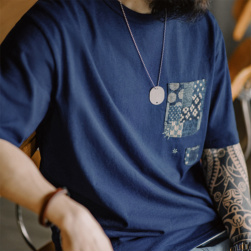 马登工装拼接口袋短袖T恤